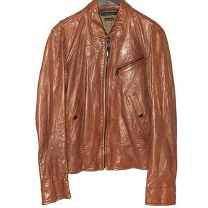 Marc Jacobs Cognac Brown Leather Jacket